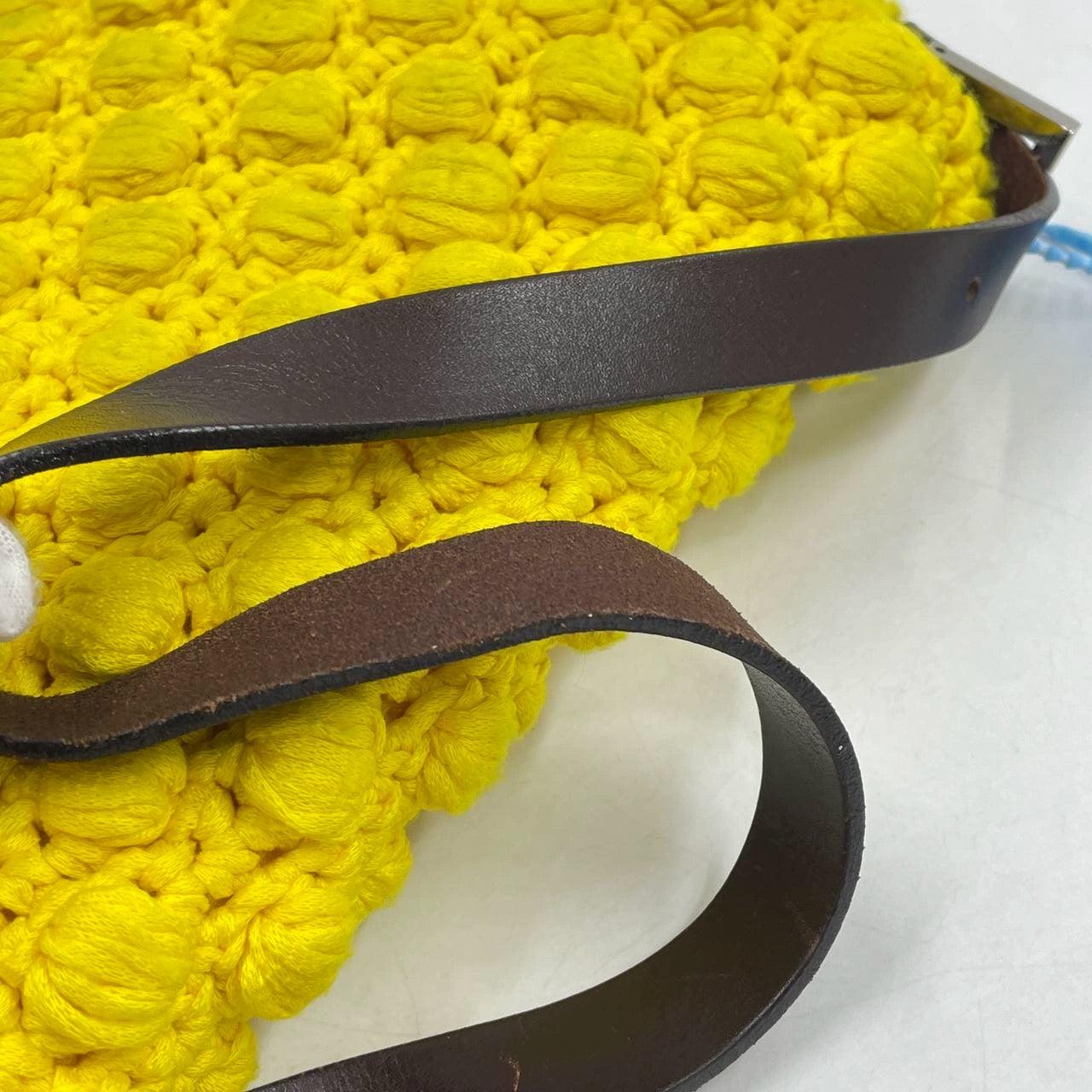 Fendi Mamma Baguette Bag Yellow Crochet Shoulder Bag For Sale 10
