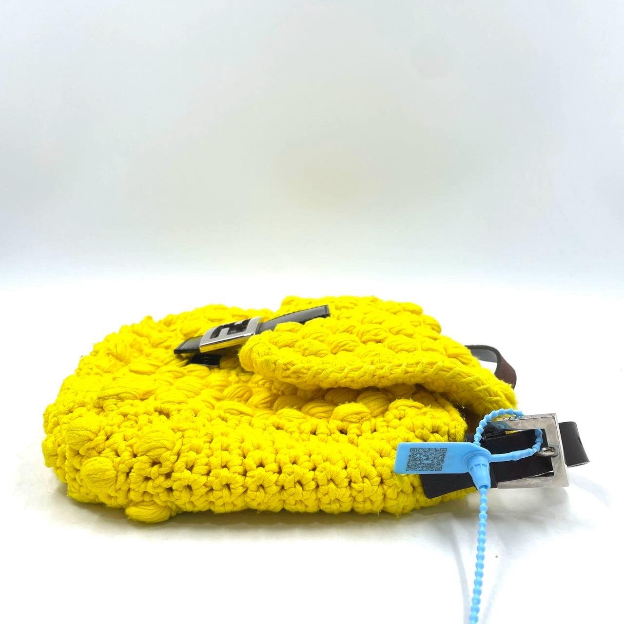 Women's Fendi Mamma Baguette Bag Yellow Crochet Shoulder Bag For Sale