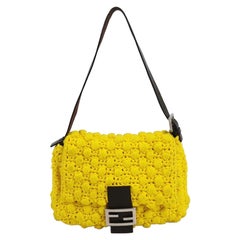 Fendi Mamma Baguette Bag Yellow Crochet Shoulder Bag