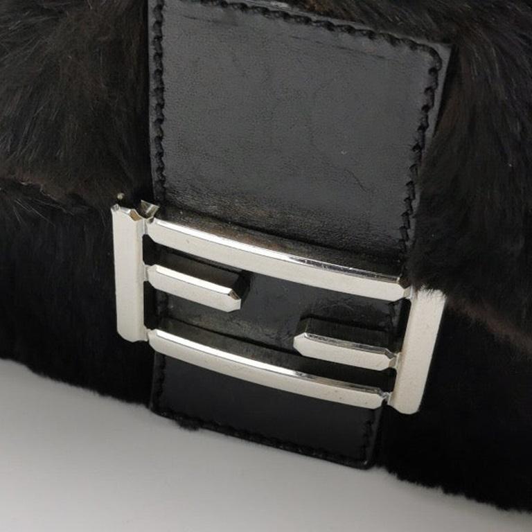 Fendi Mamma Baguette Black Faux Fur Shoulder Bag 6