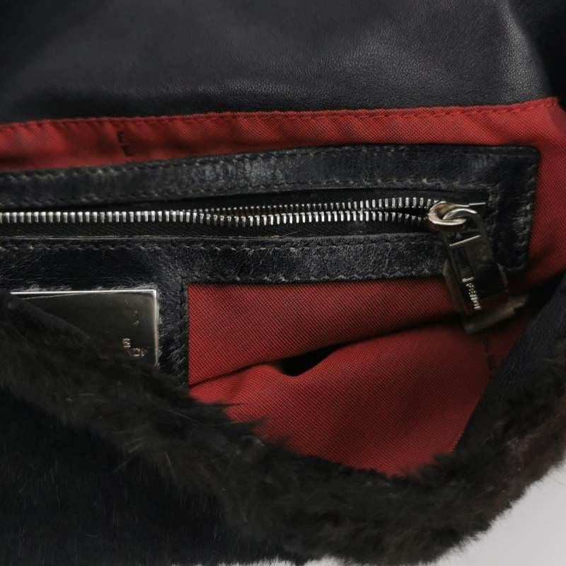 Fendi Mamma Baguette Black Faux Fur Shoulder Bag 8