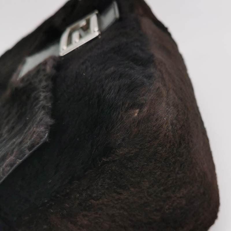 Fendi Mamma Baguette Black Faux Fur Shoulder Bag 4