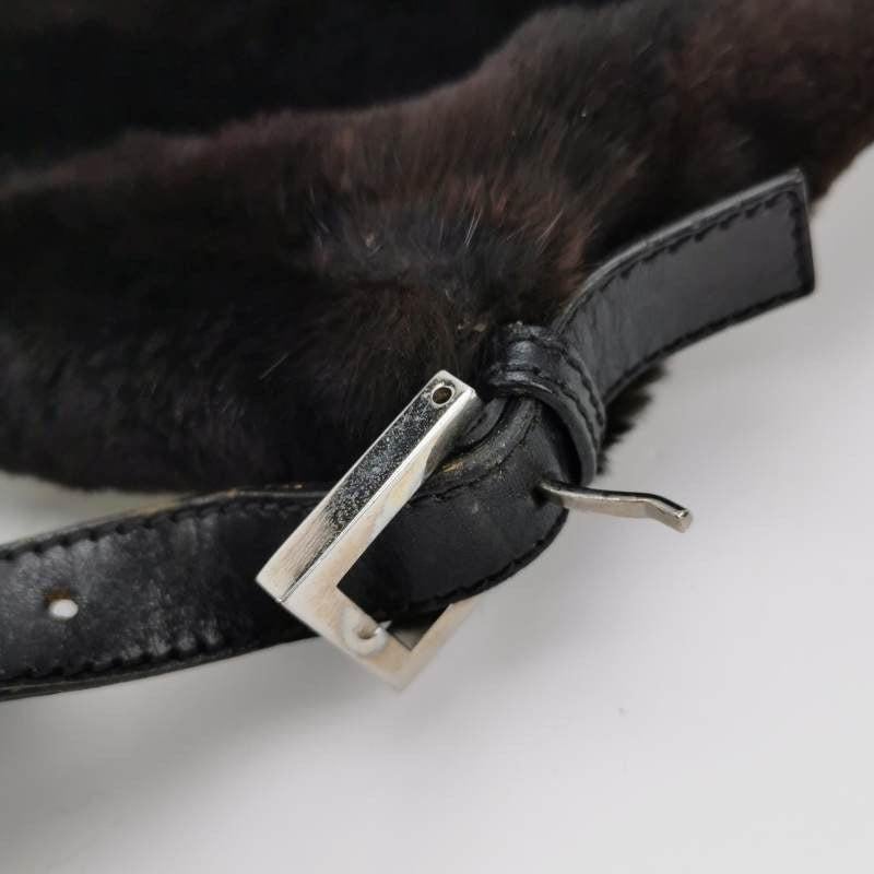 Fendi Mamma Baguette Black Faux Fur Shoulder Bag 5