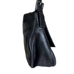 Fendi Mamma Baguette Black Lambskin Leather Green Enamel Buckle