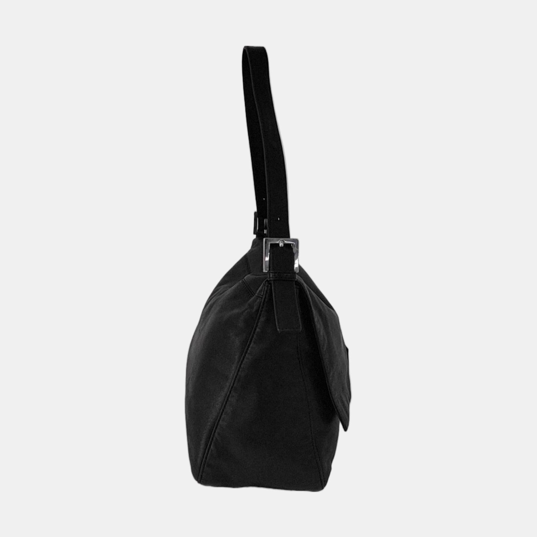 De las mujeres Fendi Mamma Baguette Piel de cordero negra Hebilla roja esmaltada en venta