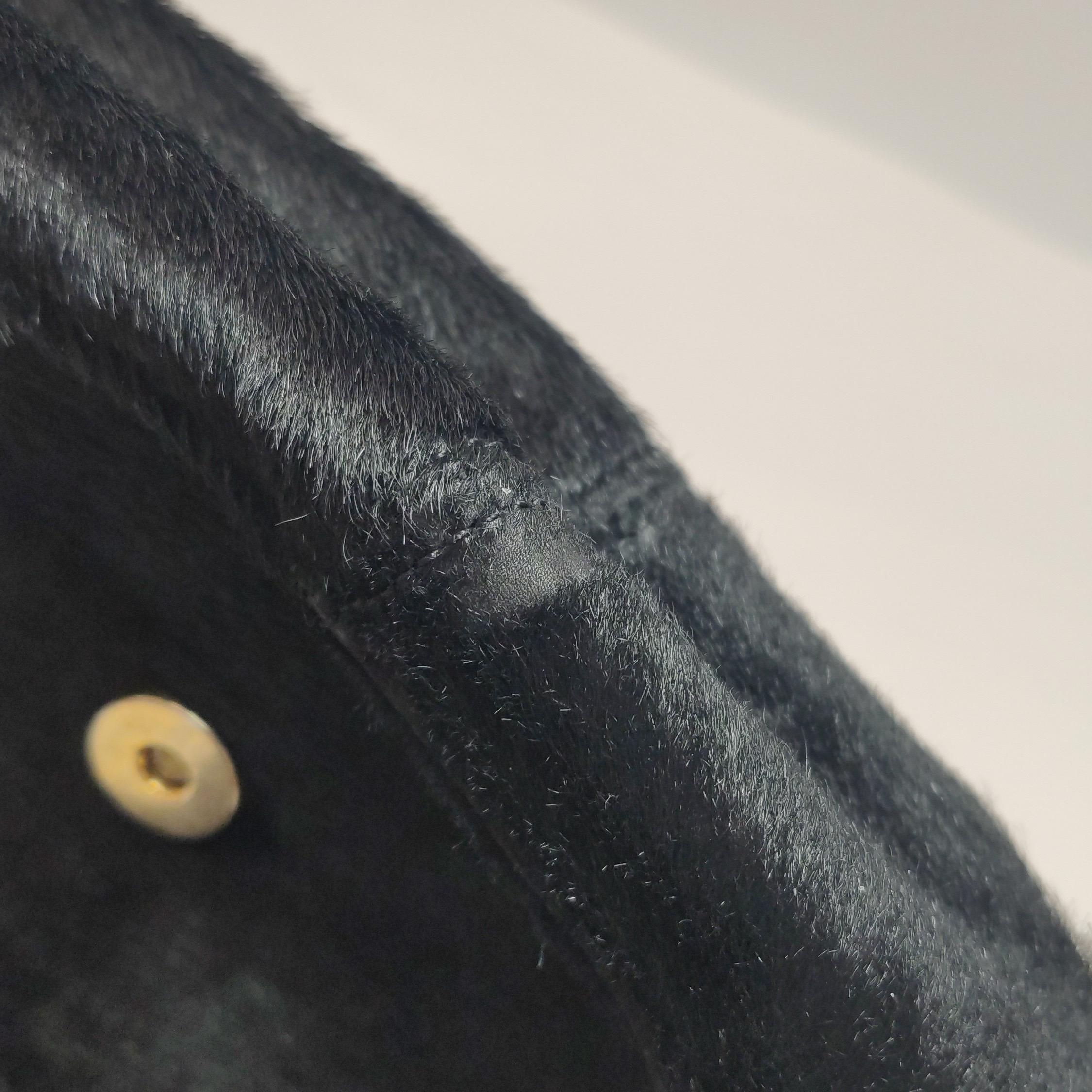 Fendi Mamma Baguette Borsa a tracolla in pelle di vitello con pelo di pony nero in vendita 6