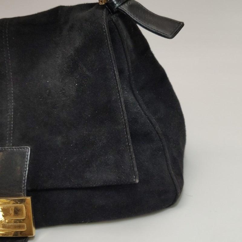 Fendi Mamma Baguette Black Suede Leather 6