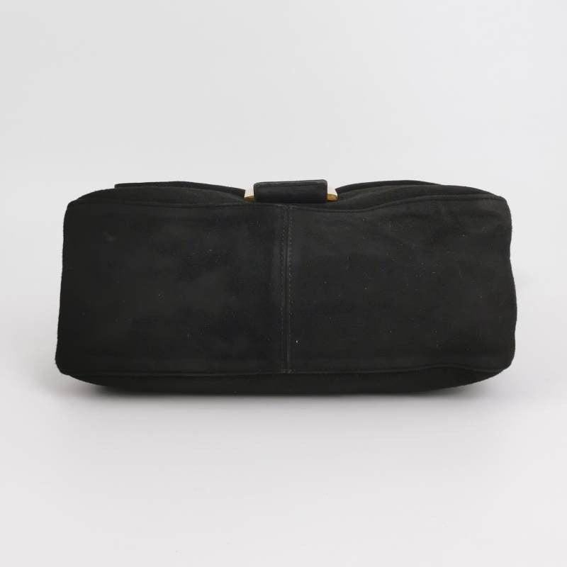 Fendi Mamma Baguette Black Suede Leather In Good Condition In AUBERVILLIERS, FR
