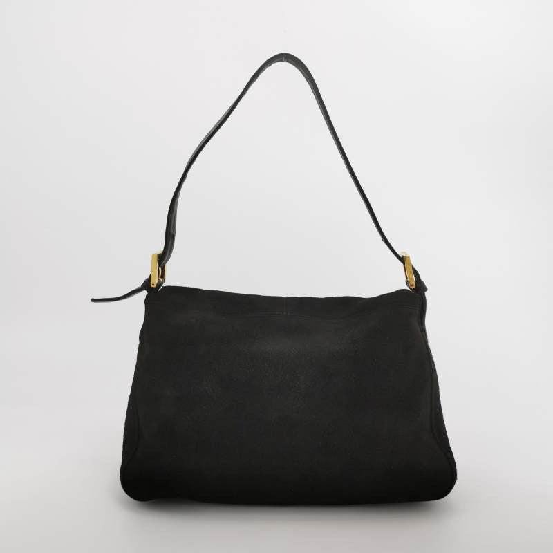 Women's Fendi Mamma Baguette Black Suede Leather