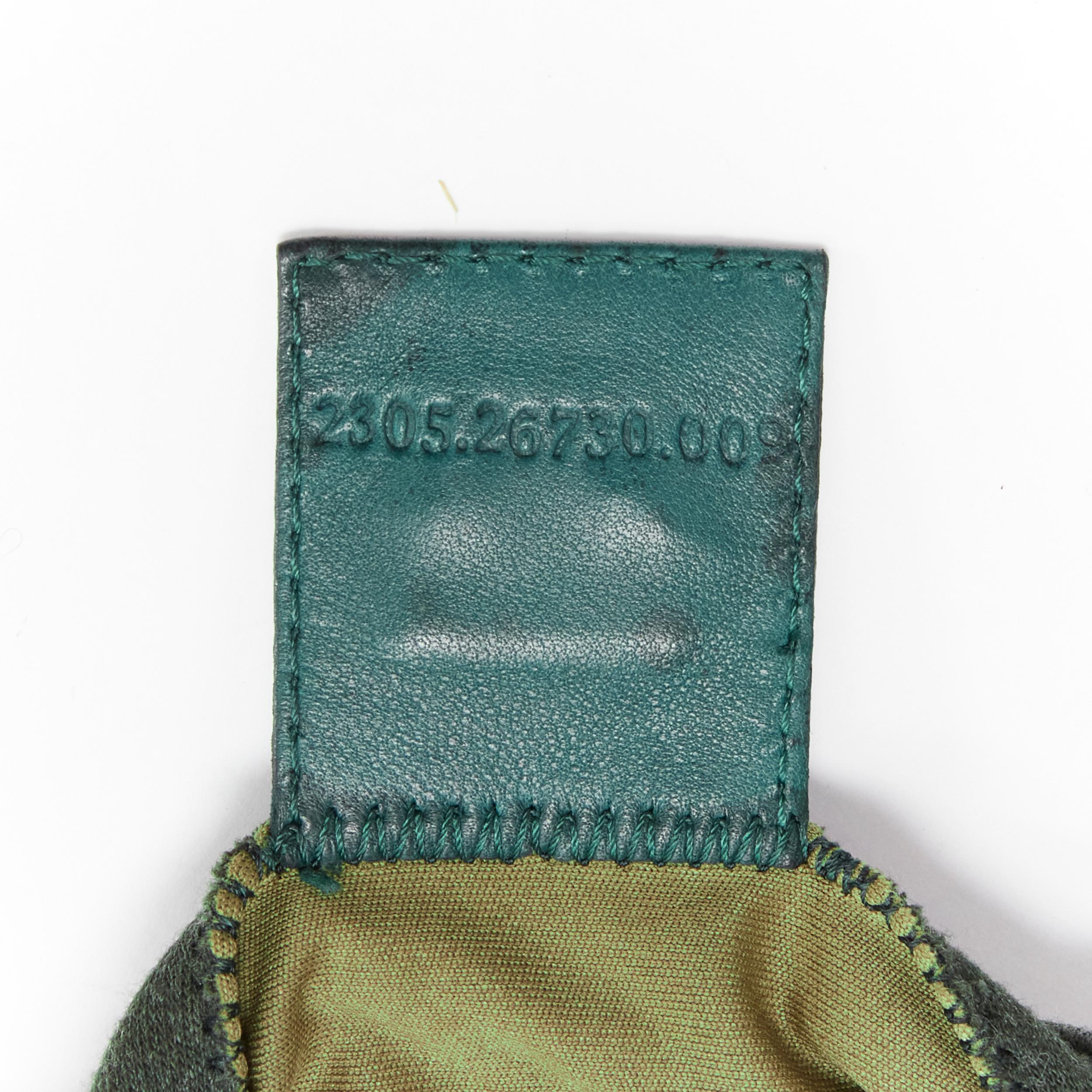 FENDI Mamma Baguette blue rubberised buckle grey wool shoulder bag 7