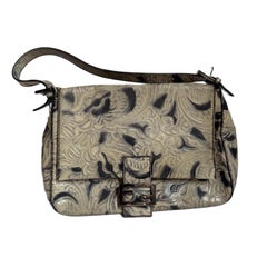 Fendi Mamma Baguette Borsa a tracolla blu bianca con fiori in rilievo