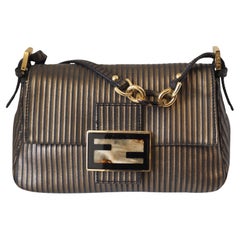 Fendi mamma baguette brown and gold handle bag