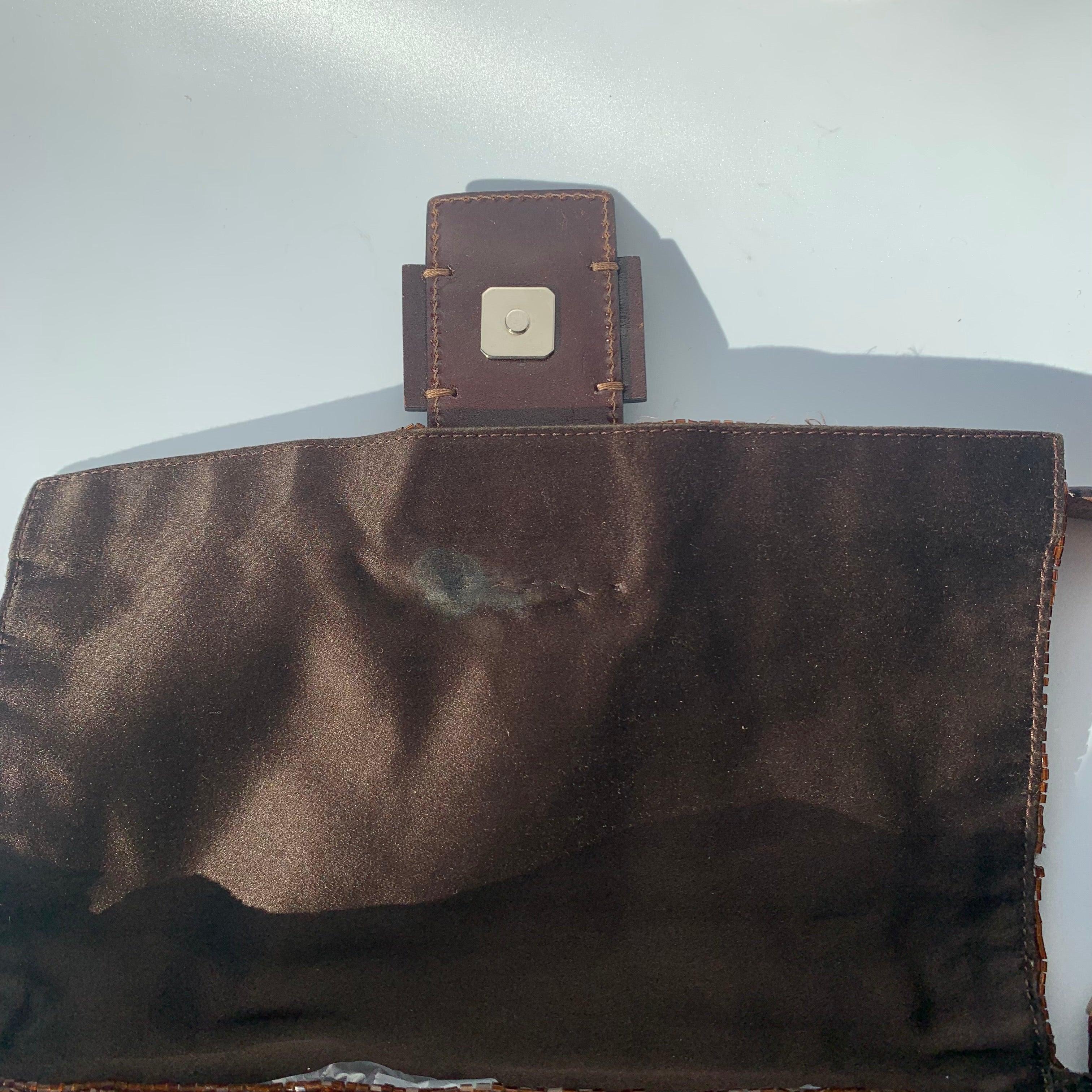 Fendi Mamma Baguette Brown Beaded Shoulder Bag 8