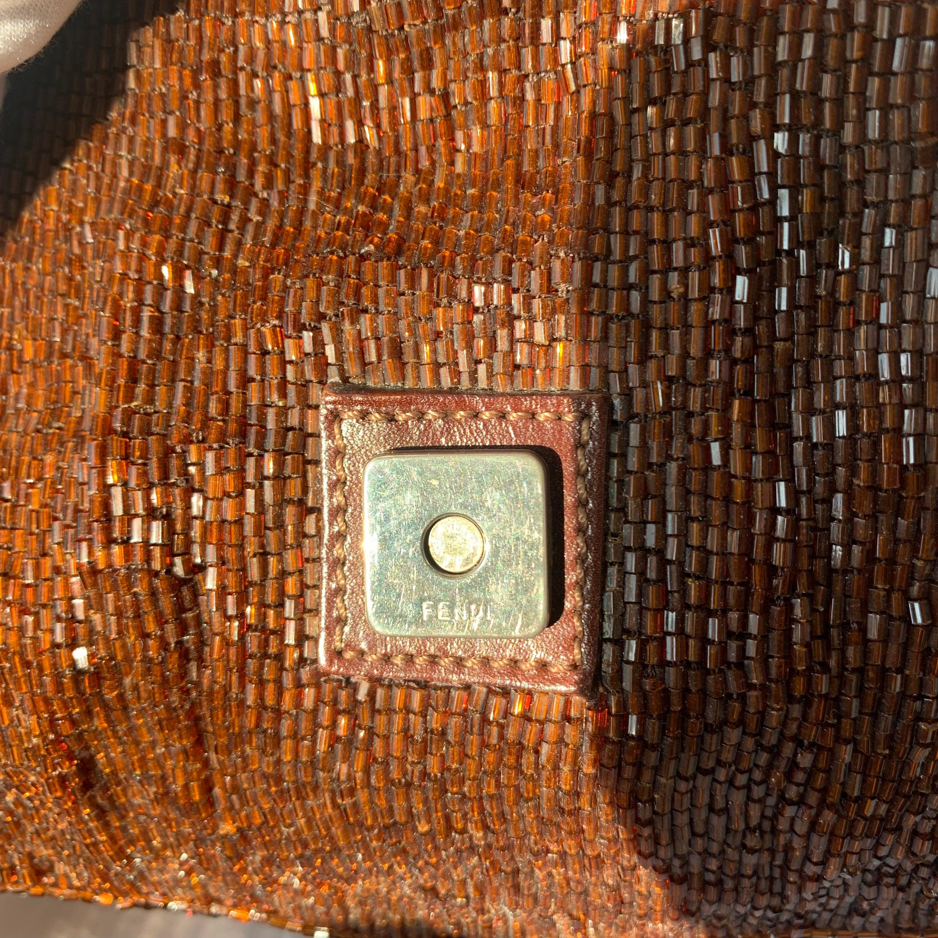 Fendi Mamma Baguette Brown Beaded Shoulder Bag 9