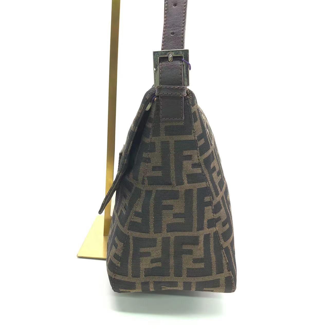 Gray Fendi Mamma Baguette Brown Classic Zucca Monogram