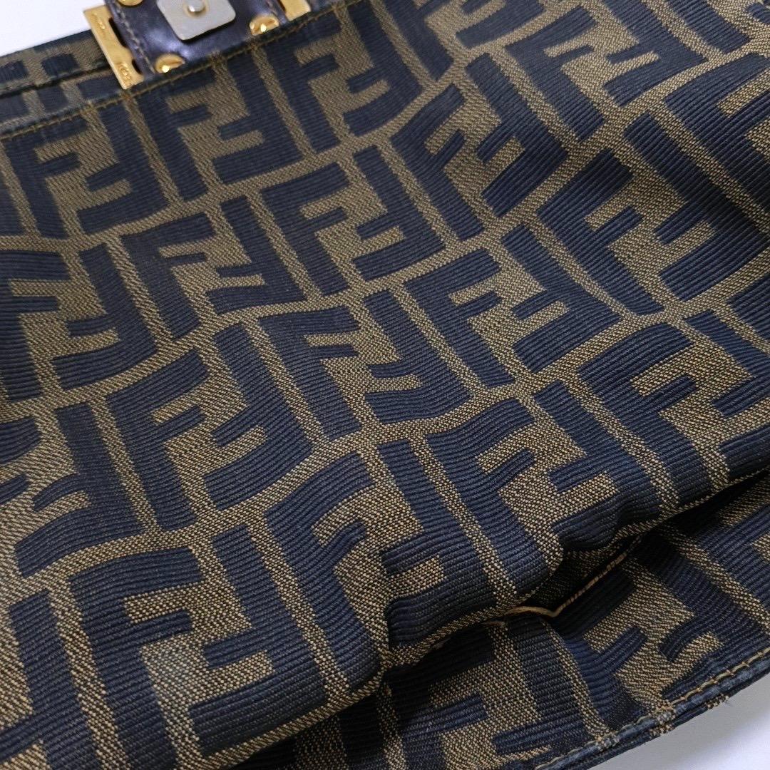 Fendi Mamma Baguette Brown Classic Zucca Monogram Gold Hardware 1