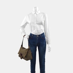 Fendi Mamma Baguette Brown Classic Zucchino Monogram Shoulder Bag