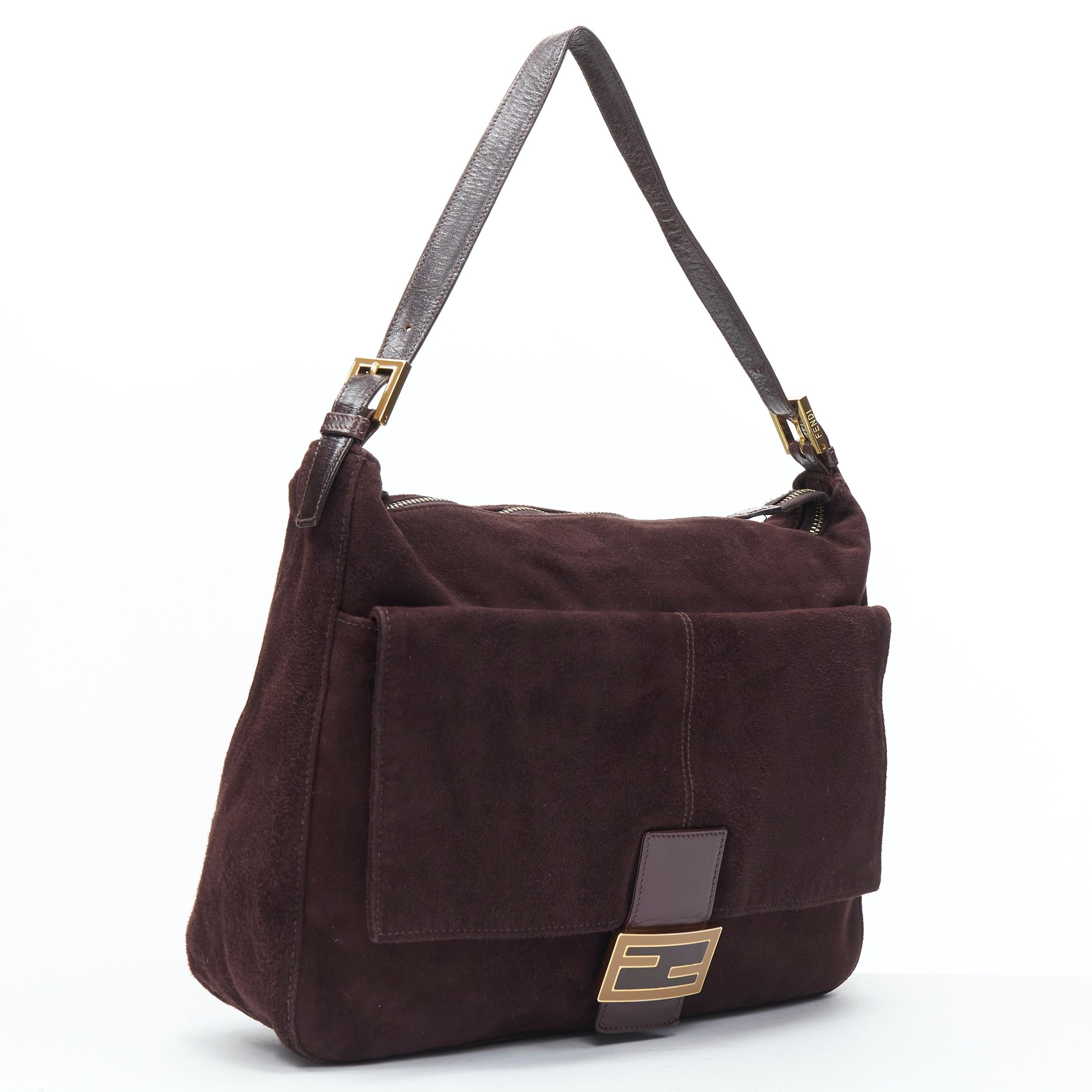 fendi brown suede baguette