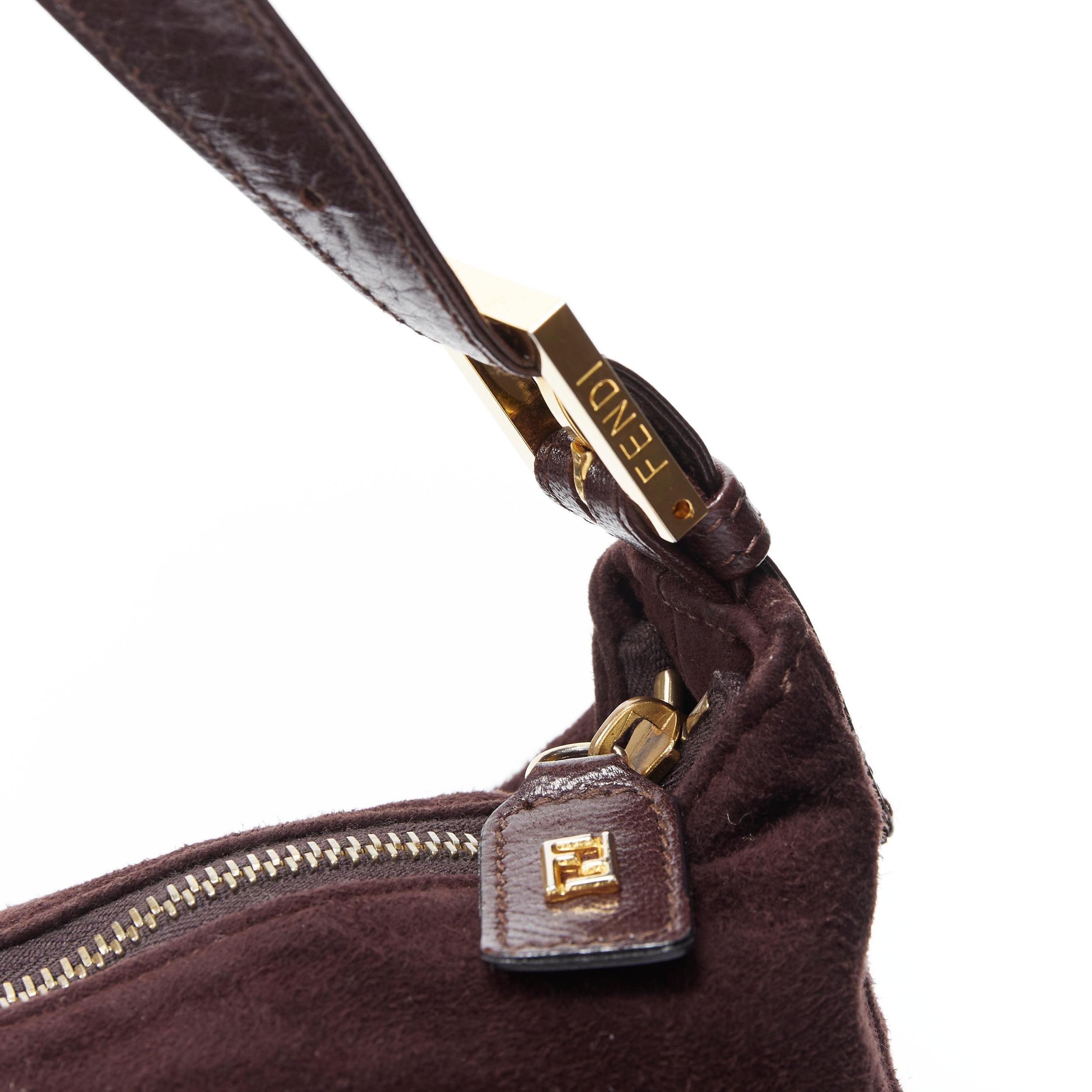 FENDI Mamma Baguette brown suede brown enamel FF buckle flap shoulder bag 1