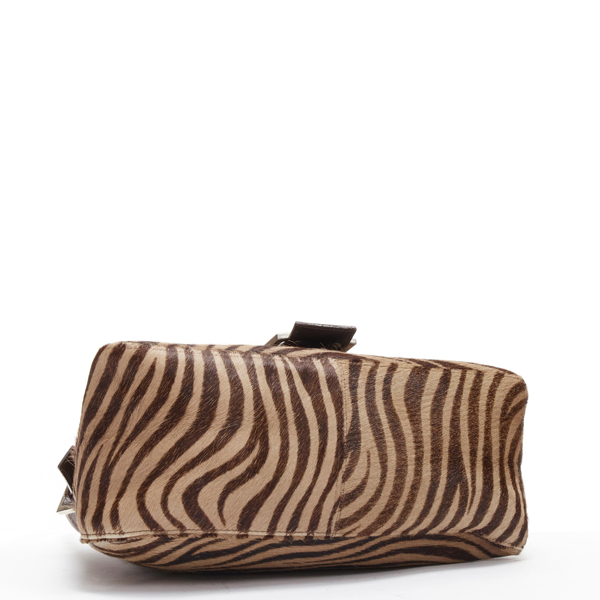 FENDI Mamma Baguette brown zebra stripe FF logo horsehair top handle flap bag 1