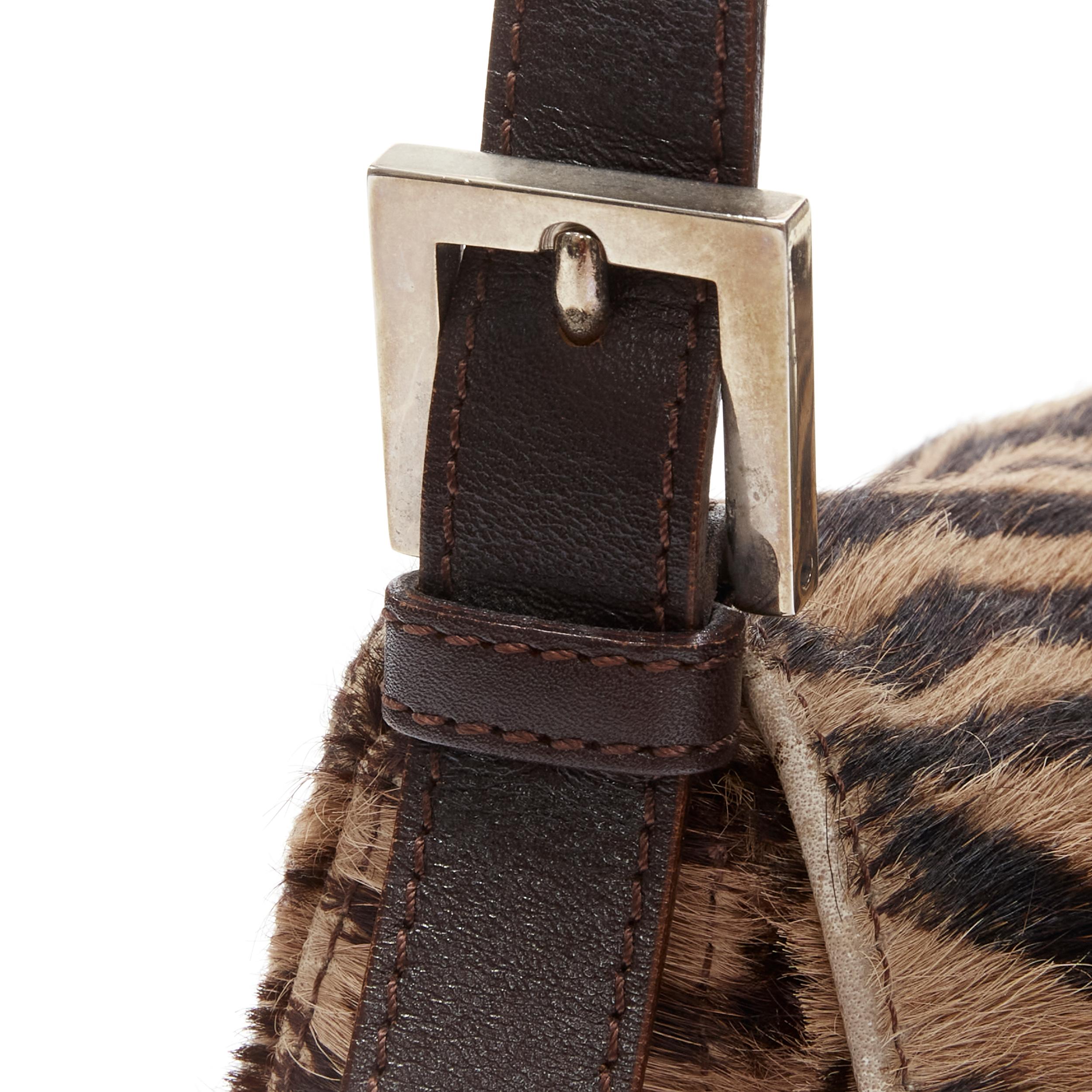 FENDI Mamma Baguette brown zebra stripe FF logo horsehair top handle flap bag 3