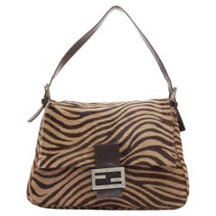 FENDI Mamma Baguette brown zebra stripe FF logo horsehair top handle flap bag