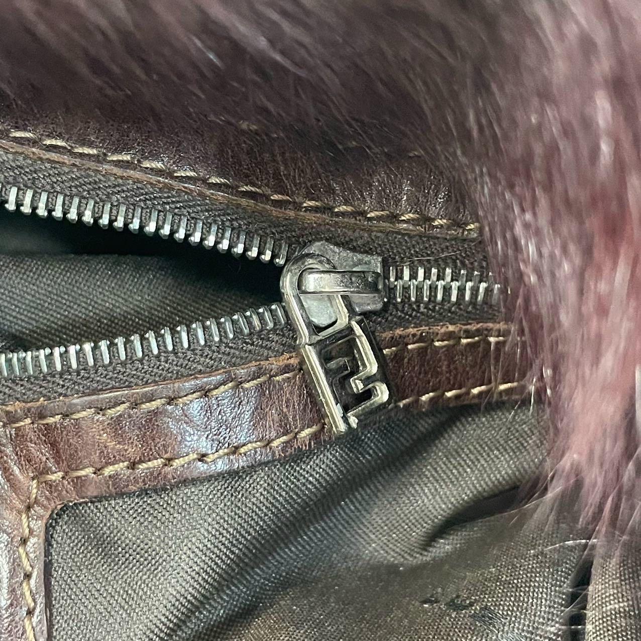 Fendi Mamma Baguette Burgundy Faux Fur Shoulder Bag For Sale 9