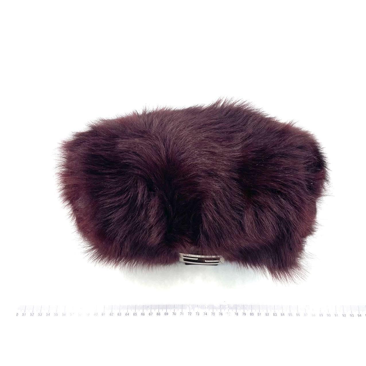 Black Fendi Mamma Baguette Burgundy Faux Fur Shoulder Bag For Sale