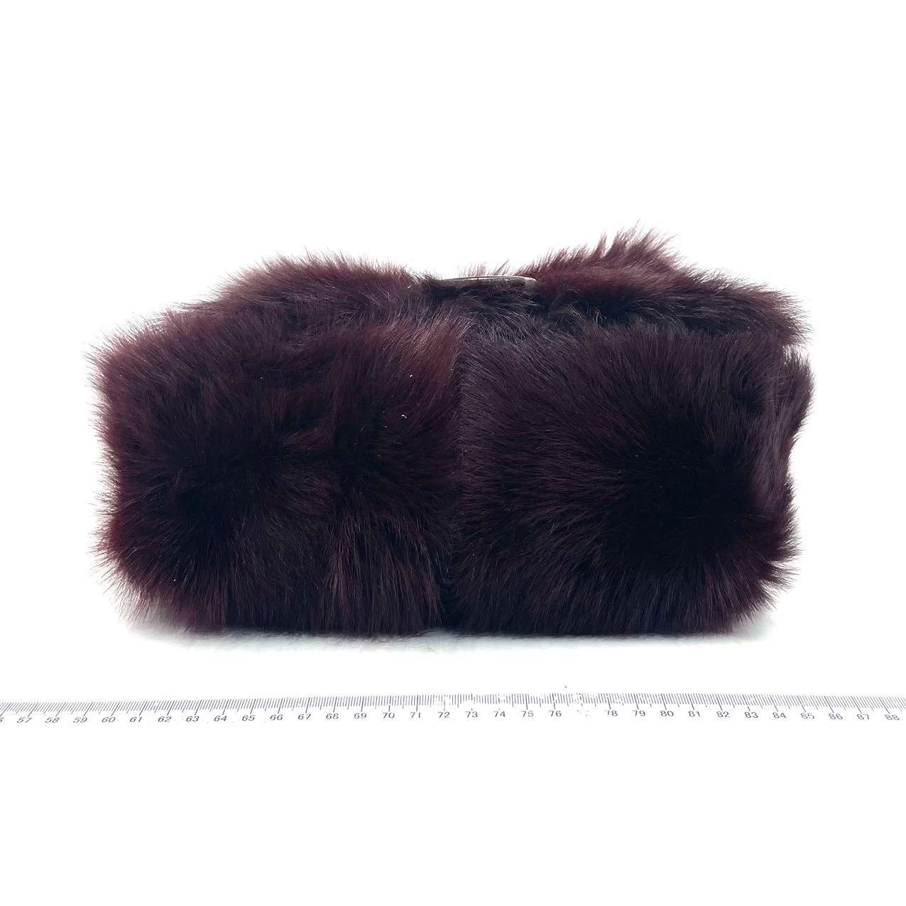 Fendi Mamma Baguette Burgundy Faux Fur Shoulder Bag For Sale 1