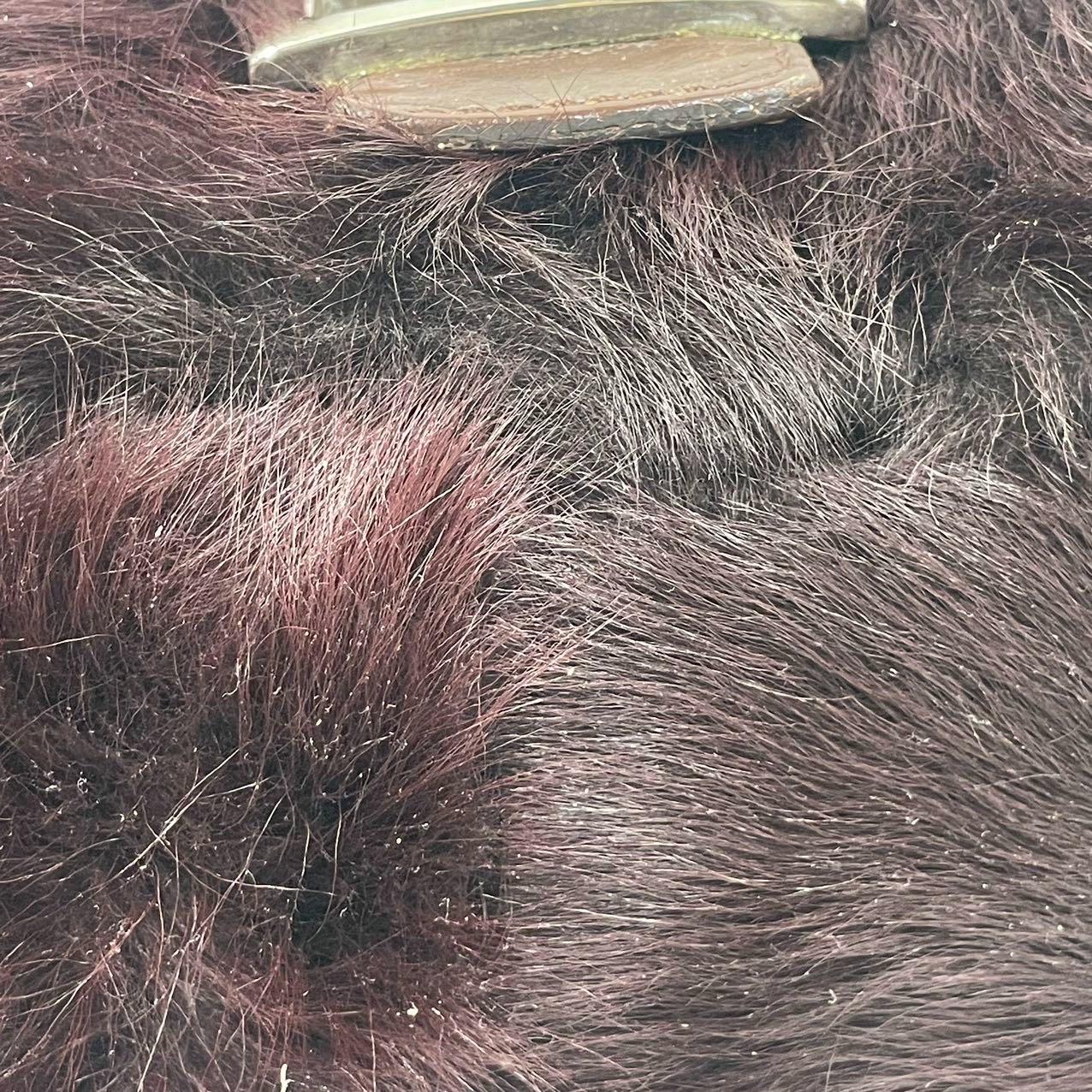 Fendi Mamma Baguette Burgundy Faux Fur Shoulder Bag For Sale 4