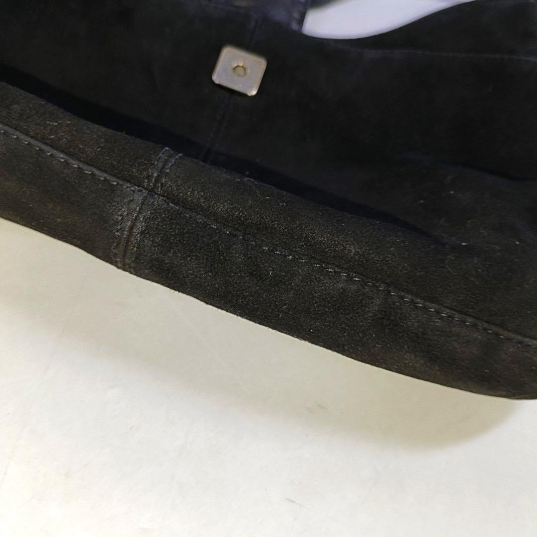 Fendi Mamma Baguette Forever Black Suede Leather Red Buckle For Sale 7