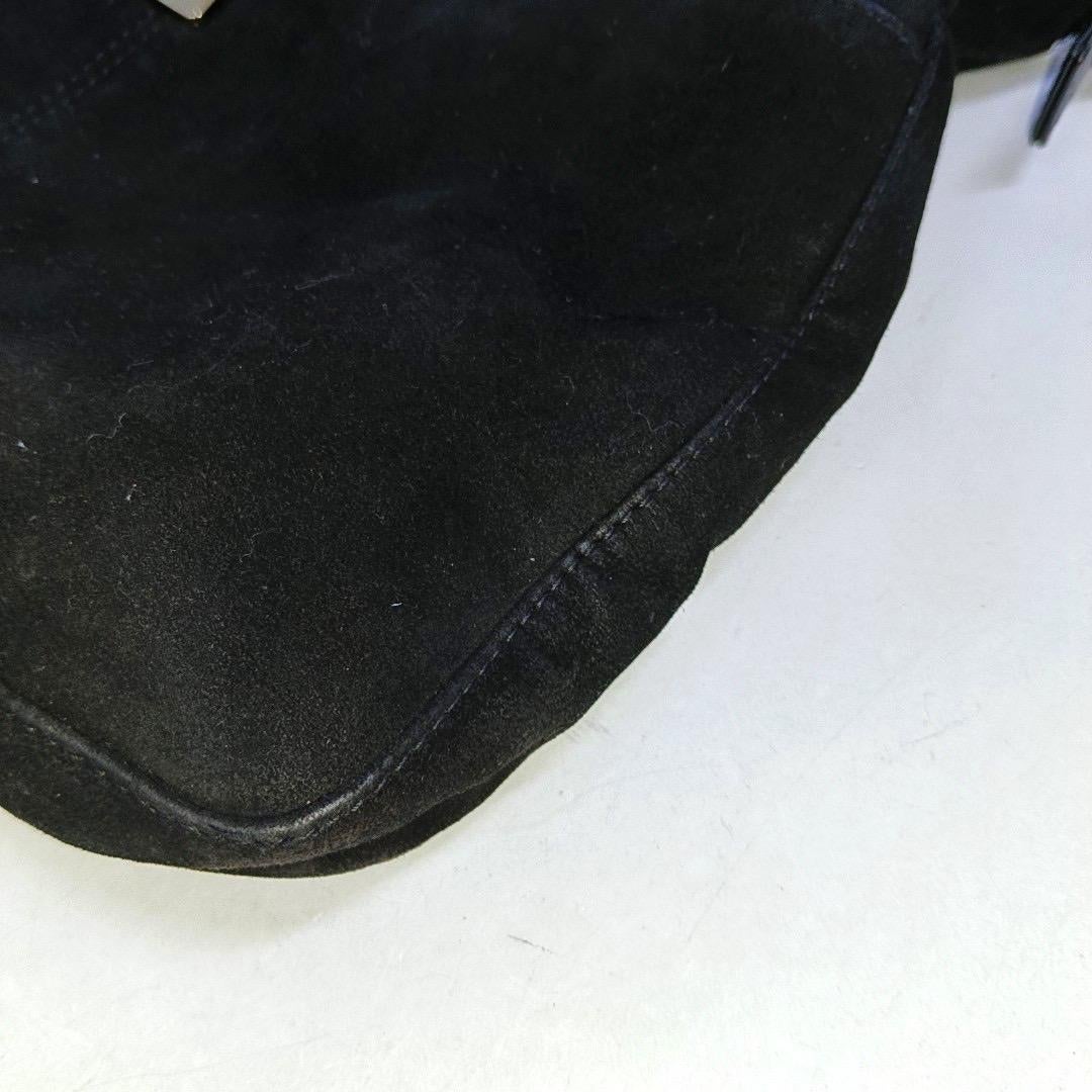 Fendi Mamma Baguette Forever Black Suede Leather Red Buckle For Sale 5
