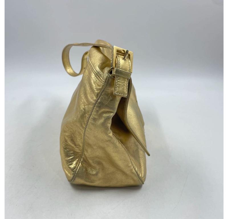 Fendi Mamma Baguette Gold Lambskin Leather Crystal Buckle For Sale 1