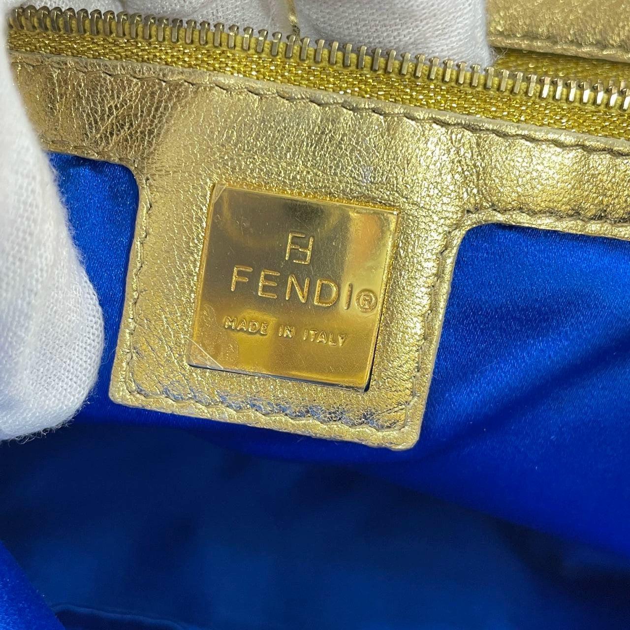 Fendi Mamma Baguette Gold Lambskin Leather Pony-style Zebra Stripes For Sale 5