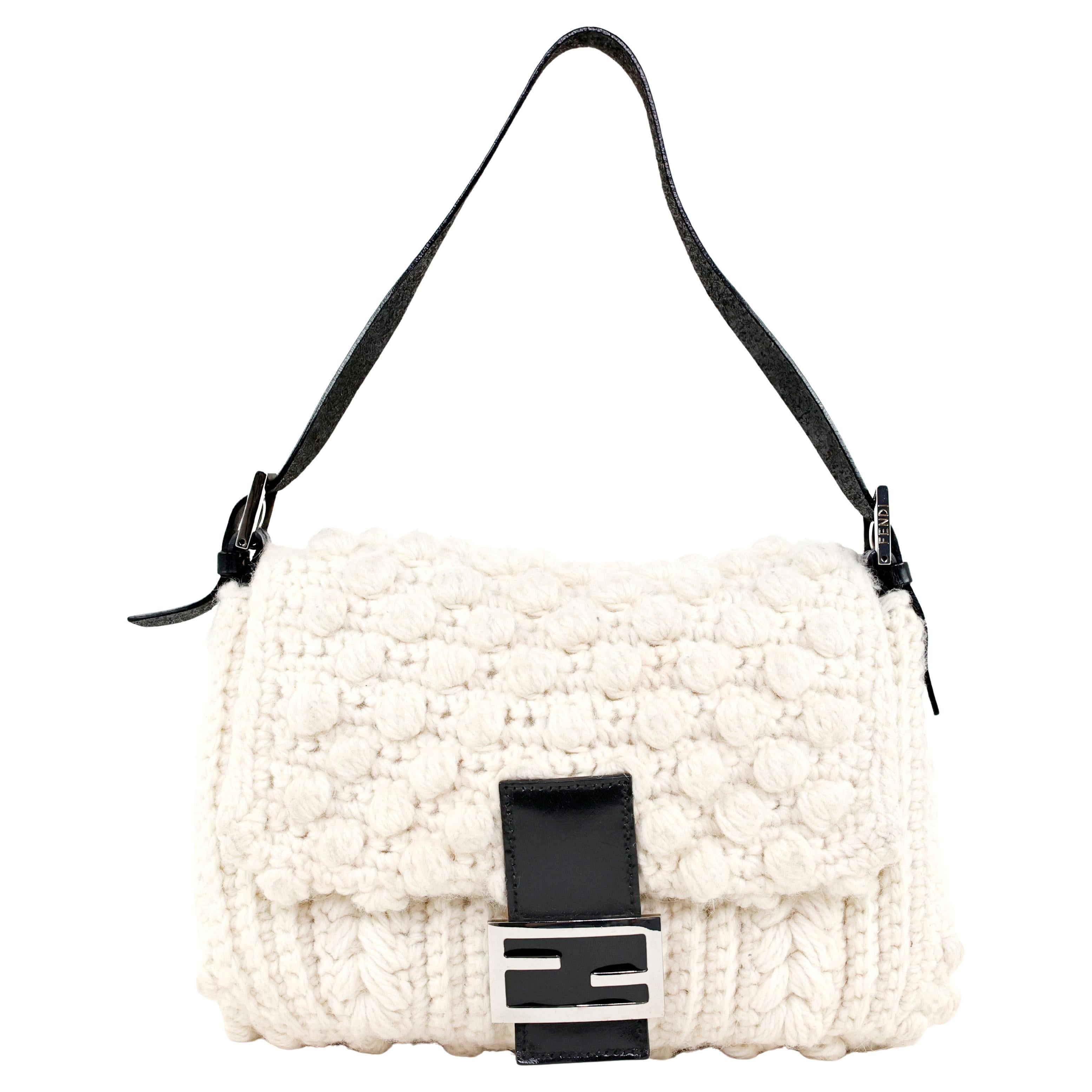 Fendi Mamma Baguette in Wool For Sale