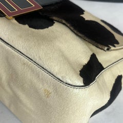 Fendi Mamma Baguette Large Pony hair in Cow Print Black and White