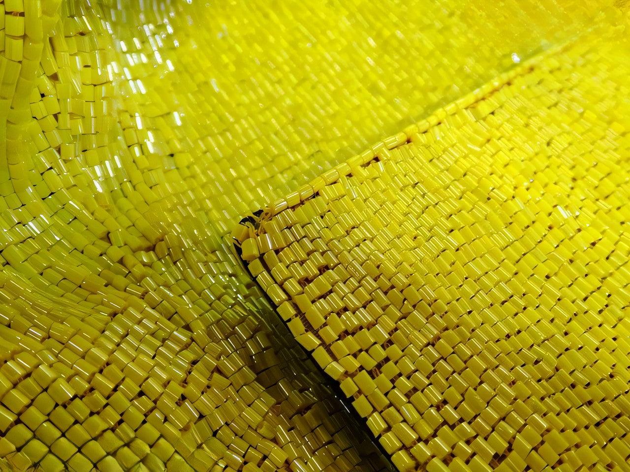 Fendi Mamma Baguette Lemon Yellow Beaded Shoulder Bag 4