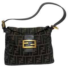 Fendi Mamma Baguette Mini Brown Zucca Print Gold Hardware