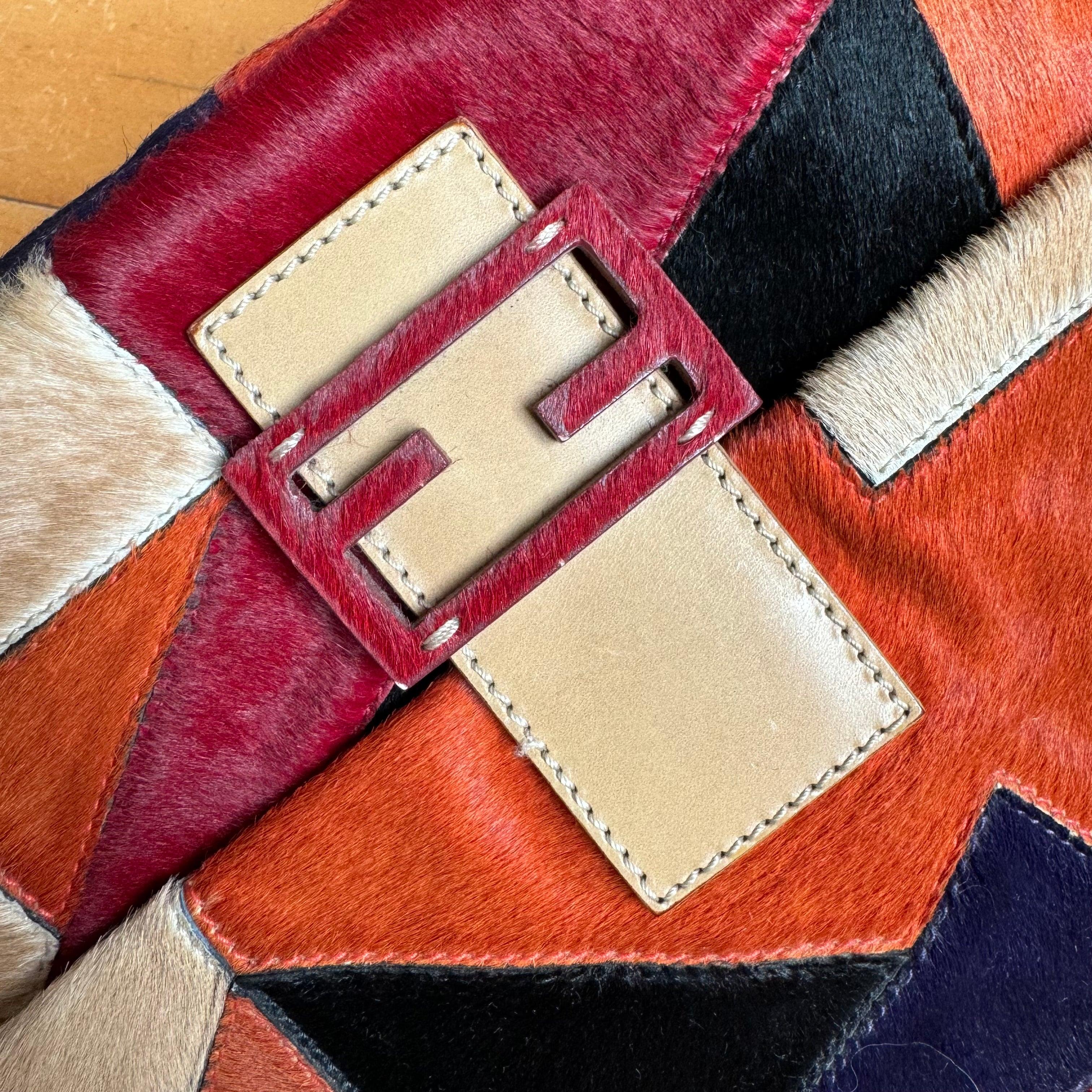 Fendi Mamma Baguette Multicolor Pony-style Calfskin Leather Block Pattern 10