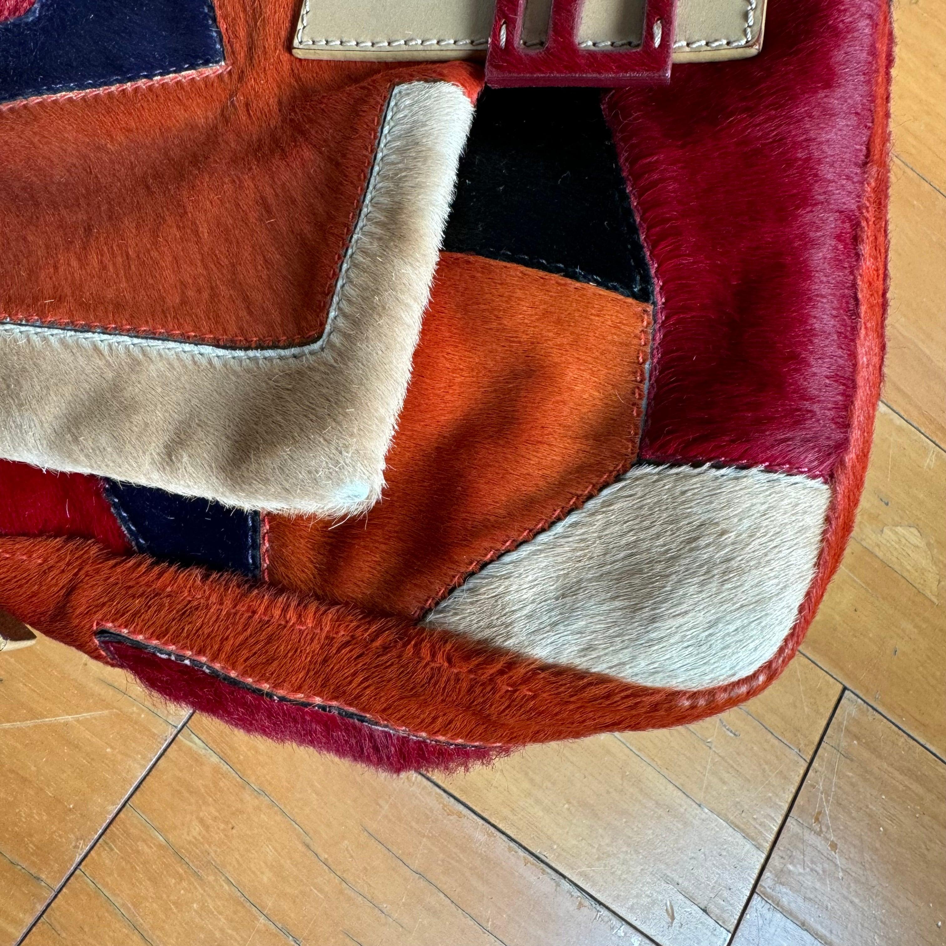 Fendi Mamma Baguette Multicolor Pony-style Calfskin Leather Block Pattern 1