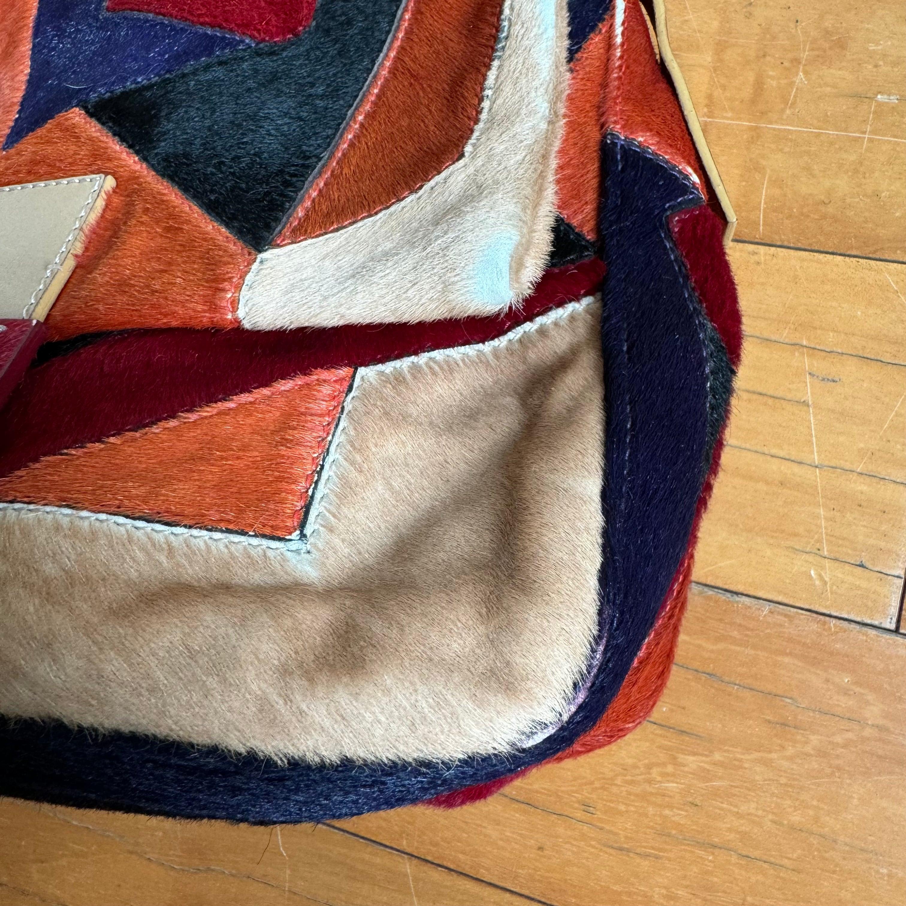Fendi Mamma Baguette Multicolor Pony-style Calfskin Leather Block Pattern 2