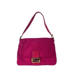 Fendi Mamma Baguette Pink Suede Shoulder Bag