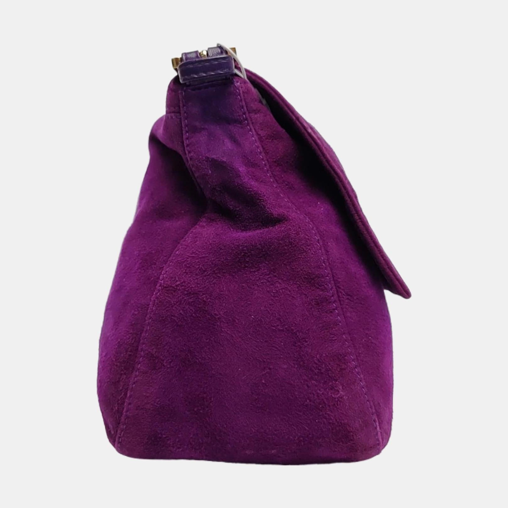 Fendi Mamma Baguette Cuir velours violet Bon état - En vente à AUBERVILLIERS, FR
