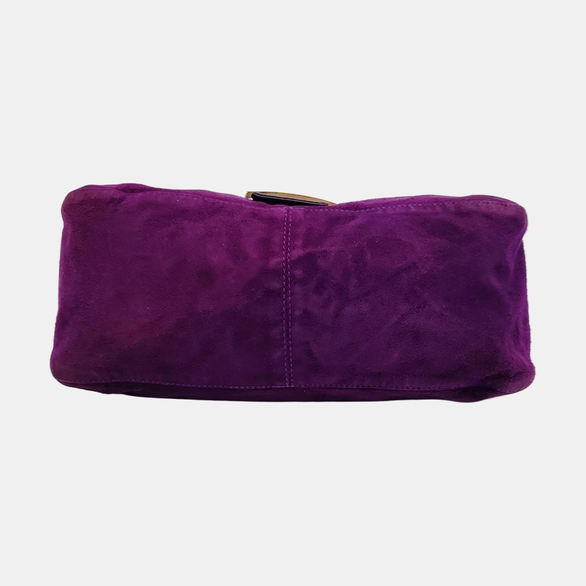 Fendi Mamma Baguette Cuir velours violet en vente 1