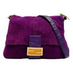 Fendi Mamma Baguette in pelle scamosciata viola