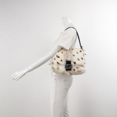 Fendi Mamma Baguette Rabbit Fur Polka Dots Print Shoulder Bag
