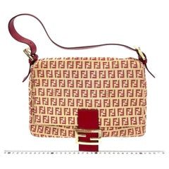 Sac à bandoulière Fendi Mamma Baguette rouge classique Zucchino Monogram