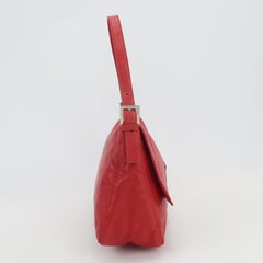 Fendi Mamma Baguette Red Lambskin Leather Silver Hardware