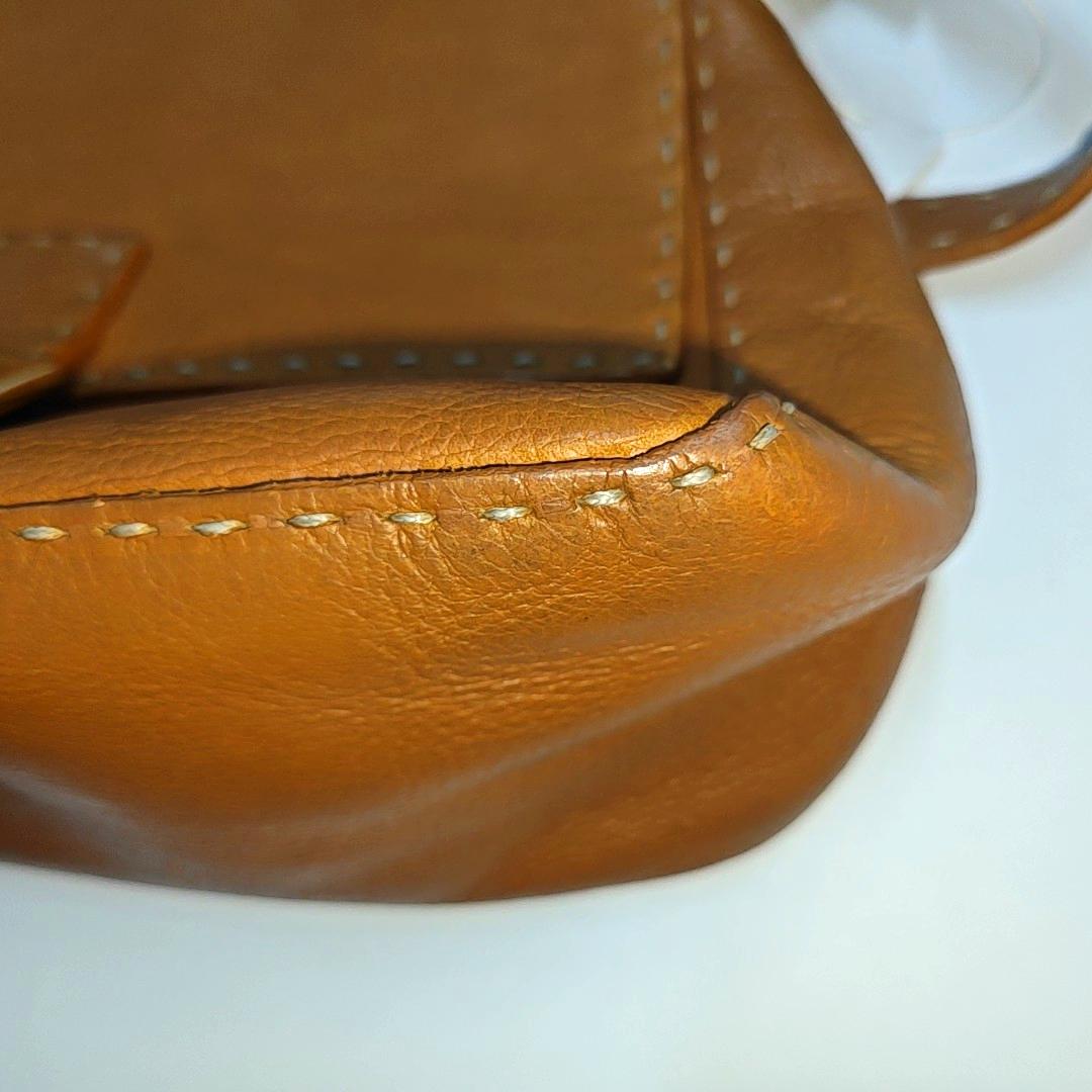 Fendi Mamma Baguette Selleria Calfskin Leather Caramel Tan Brown Shoulder Bag 8