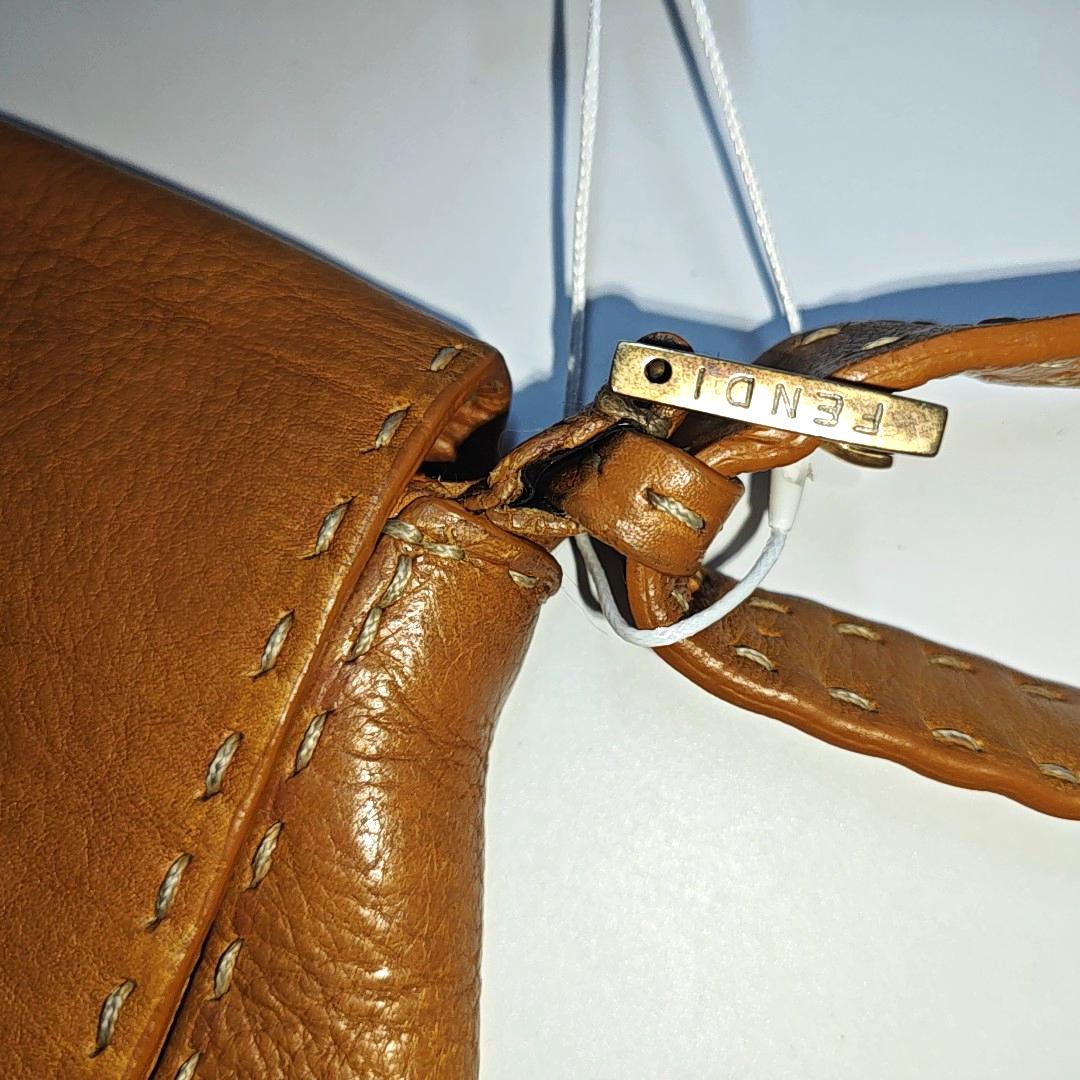 Fendi Mamma Baguette Selleria Calfskin Leather Caramel Tan Brown Shoulder Bag 12